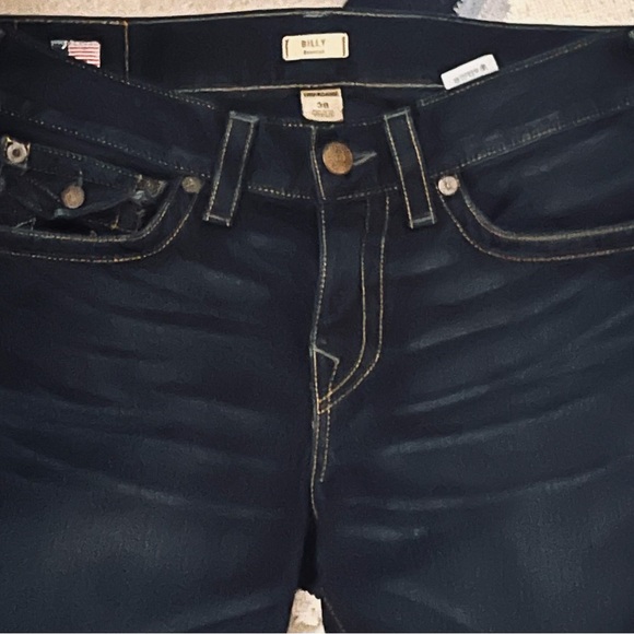 True Religion Billy Bootcut with Flaps Cotton Dark Wash Jeans Sz 30 35”Wx31” - Picture 3 of 11